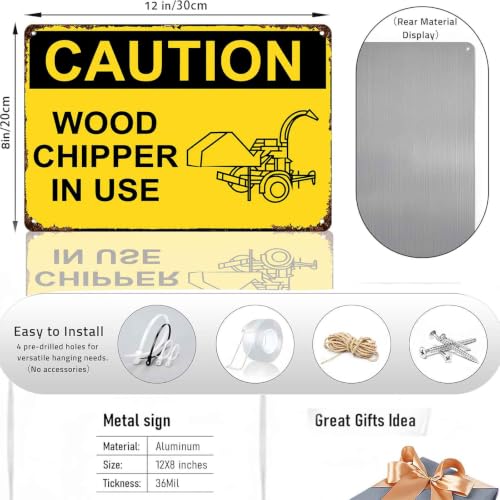 Caution Wood Chipper In Use Vintage Metal Signs 8x12 Inch