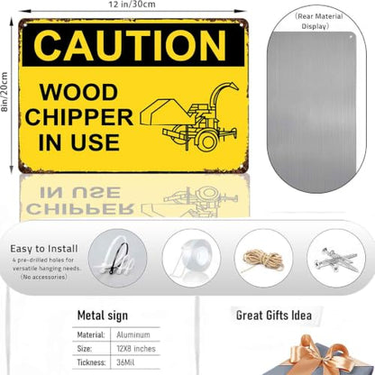 Caution Wood Chipper In Use Vintage Metal Signs 8x12 Inch