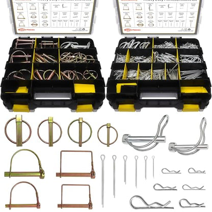 380 Pcs Heavy Duty Pin Kit, Hitch, R, Hair, Lynch, PTO Pins for Trucks, Trailers, Tractors, Mowers, Accessories, Farm, Lawn, Hitches, Garden
