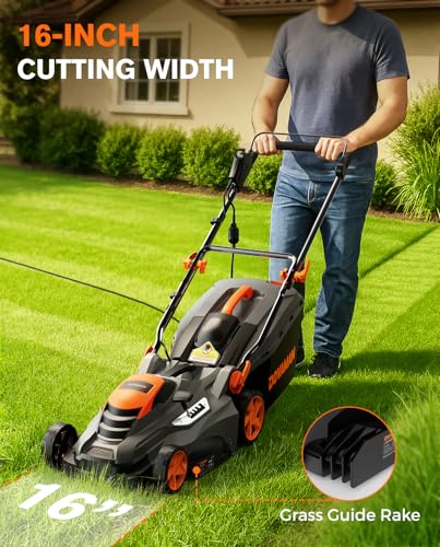 DOVAMAN 13 Amp 16" Lawn Mower, 98% Collection w/13.2-Gallon Bag