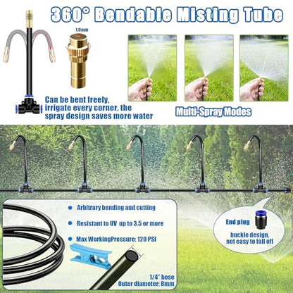 Dianrui 1/4" Drip Irrigation System for Garden Watering 360°Adjustable - style: TypeA