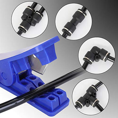 Hromee Air Line Tubing Kit, 1/4 Inch (6.35MM) OD x 32.8 Feet Polyurethane PU Tube and Push to Connect Fittings, 14 PCS Compressed Pipe and Accessories Kit - size: 1/4 inch