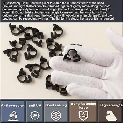 DaisyInner 25 Pcs 1/4" Double Gripping Nylon Plastic Hose Clamps