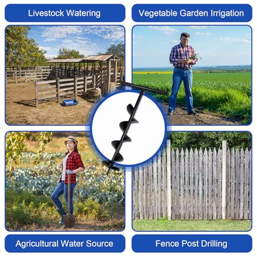 Lothee 228 Inch Steel Auger Well Drilling Kit for Garden Irrigation