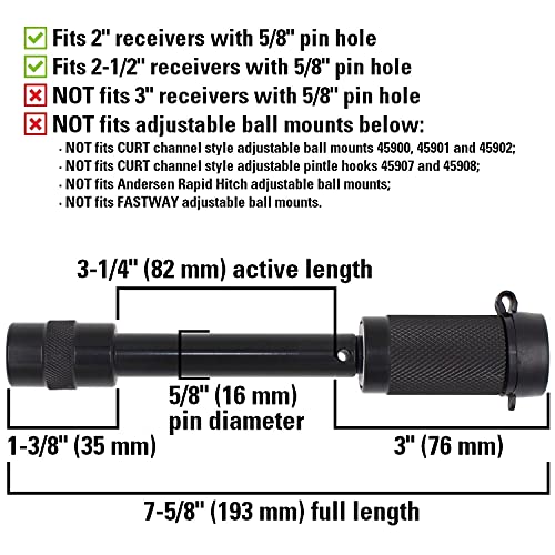 TowWorks 79632 Keyed Alike 5/8" Trailer Hitch Lock Set with Extra Long 3-1/4" Span, Double Safety Tow Hitch Receiver Locking Pin for Class III IV Hitches with 2" and 2.5" Receivers, 2-Pack - color: Black 2pcs 5/8" Keyed Alike