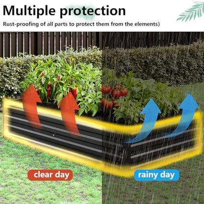 Vengarus 2PCS 12x4x1ft Galvanized Raised Garden Beds Kit,Planter Box Black - color: Black, size: 12x4x1FT(2PCS)