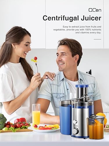 Juicer Machine 800W Centrifugal Juicer with Wide Mouth Feed Chute - color: Blue, size: 800W