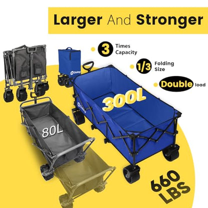 Sekey 300L Extended Collapsible Wagon, 660 lb Capacity, 48 in Long - color: Royal Blue