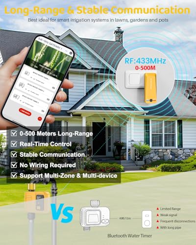 WiFi Water Timer 1 Zone for Garden Hose | Smart Hose Sprinkler Timer with 984ft RF Range, APP/Voice Control, Rain Delay, Automatic/Manual Irrigation - size: 1 Pc