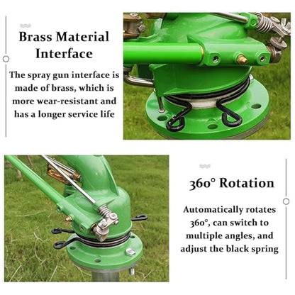 2" Farm Irrigation Sprinklers, Tripod Sprinkler with Pressure Gauge, 360°Adjustable Large-Area Watering Spray, Flange Connection, for Farmland, Farm Irrigation, Industrial Dust Removal