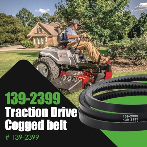 139-2399 Mower Deck Belt, Traction Drive Cogged Belt Fit for Toro TimeCutter & Exmark Quest 74683 74685 74687 74690 74691QZE725GKC42200 QZE725GKC50200 Lawn Mowers - size: 0.5" x 59"