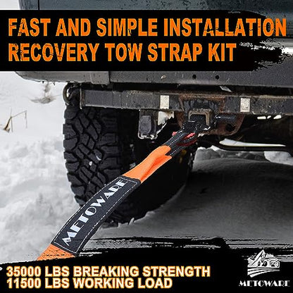 METOWARE Heavy Duty Tow Strap Offroad Recovery Kit, 3" x 30ft - color: Orange, size: 3"x30ft | Strap