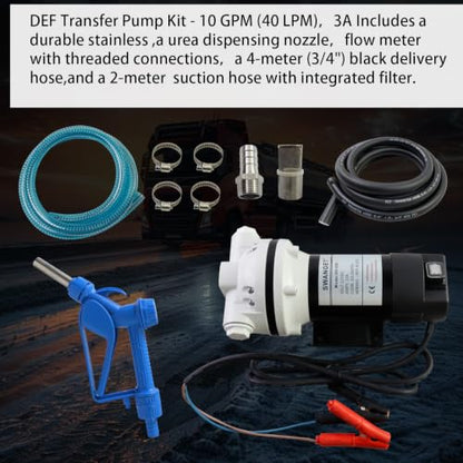 DEF Pump 12 Volt, Pump Kit for DEF, Drums, And Wall Mounts, Includes,Coupler,Flow Meter,10.6 GPM 23PSI, Lift 11m - style: 12 Volts KIT