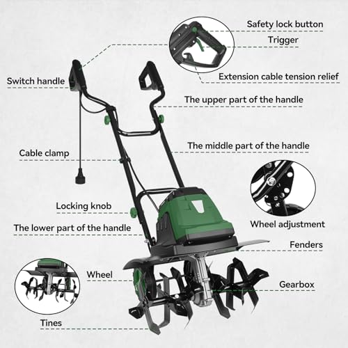 15A 18-Inch Electric Tiller Cultivator - size: 15A-18INCH