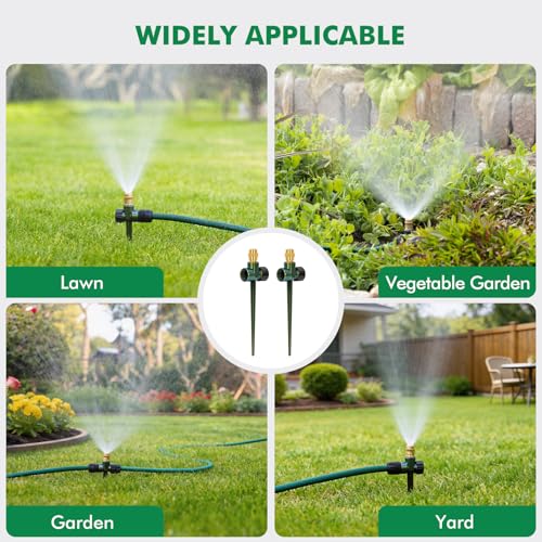 RESTMO 2 Pack Heavy-Duty Full-Metal Lawn Sprinklers for Yard - color: Green, size: 2 Pack