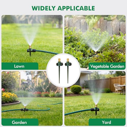 RESTMO 2 Pack Heavy-Duty Full-Metal Lawn Sprinklers for Yard - color: Green, size: 2 Pack