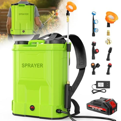 Battery Powered Backpack Sprayer 5.3 Gallon Electric Garden Sprayer - color: Light Green