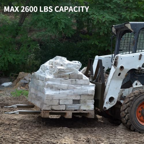 YITAMOTOR 46" 2000lbs Skid Steer Pallet Fork Attachment & 1-7/8" Ball