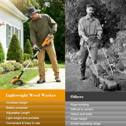 21V Cordless String Trimmer, Brushless Weed Wacker 4-in-1 Lawn Tool - color: Yellow