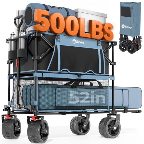Sekey 400L Double-Decker Wagon, 500 lb Capacity, 50 in Extender - color: Blue