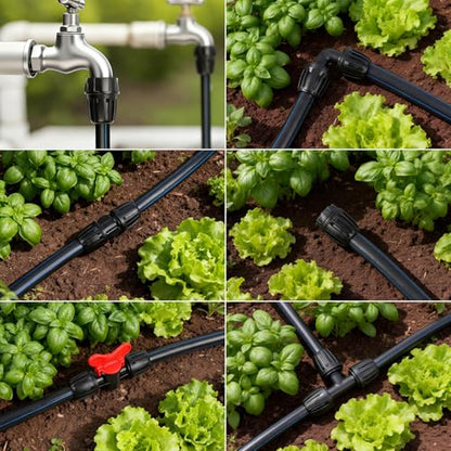 21 Pieces 1/2 Inch Drip Irrigation Fittings Kit, 1/2'' Drip Line Barbed Fittings for 1/2 Inch Irrigation Tubing (1/2" ID x 0.650" OD) Anti-Leak Lock Nut Connectors for Garden Drip System - size: 1/2" Fittings Kit-21P