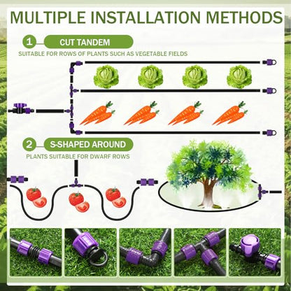 Tondiamo 500' 5/8 Inch Drip Tape Irrigation Tubing Kit 8 Mil 6" Spacing Garden Hose Watering Tube Line Automatic Equipment for Garden Irrigation System Farms, Landscape, Lawn - size: 500', 8 Mil