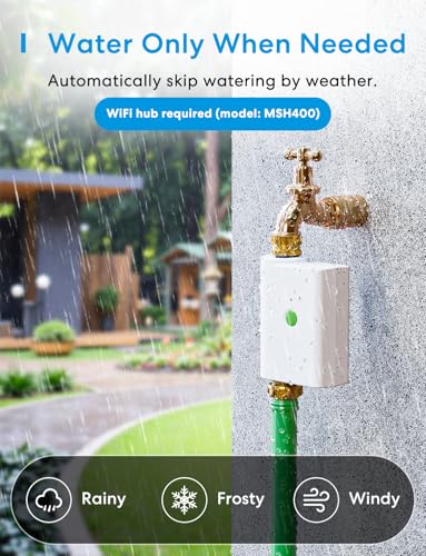 meross WiFi Water Timer for Garden Hose, Brass Inlet & Outet, Rain Skip - color: White, size: Timer without Hub