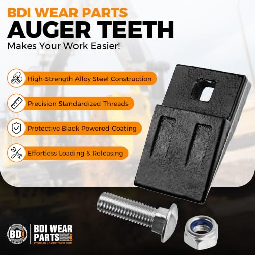 BDI Wear Part 3 Point Auger Cutting Edge, Hole Replacement Auger Teeth with Hardware for Most Heavy Duty 3 Point Post Hole Digger-4Pack