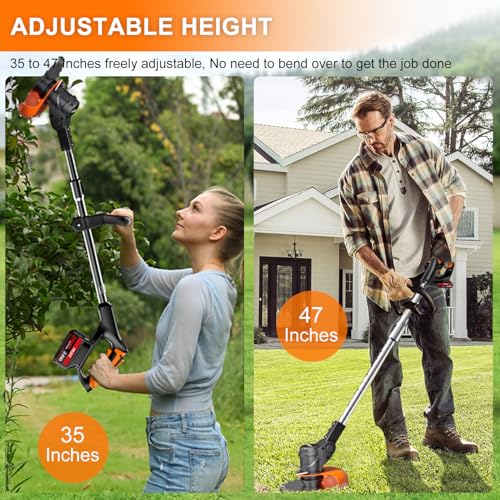 Cordless Weed Wacker with Wheels, Electric Weed Eater