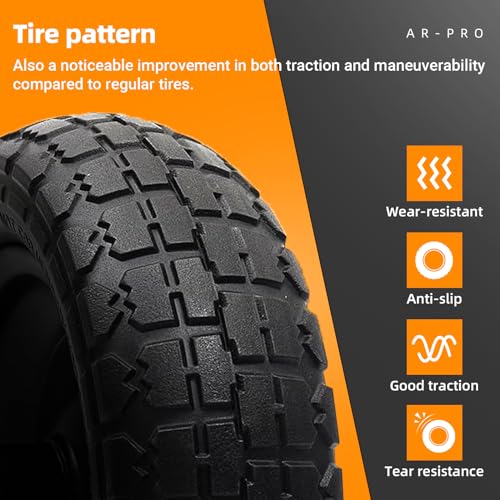 AR-PRO (4 Pack) 13" Flat Free Tire and Wheel, 5/8" Bore, 2.17" Offset Hub - size: 13" Solid Tire (4-Wheel)