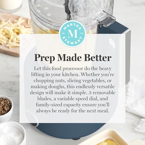 Martha Stewart 10 Cup Food Processor & Electric Chopper, One Touch Pulse - color: Indigo Blue