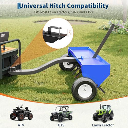 Garvee 40" Tow Behind Lawn Aerator, Universal Hitch, ATV/UTV/Tractor - size: 40"