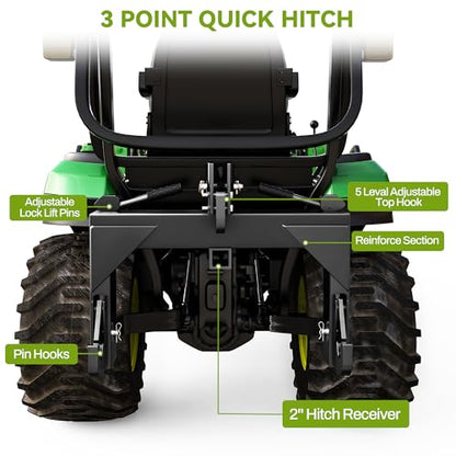 AUTOSAVER88 3000LB 3 Point Quick Hitch Attachment for CAT 1 Tractor, Black - color: Black