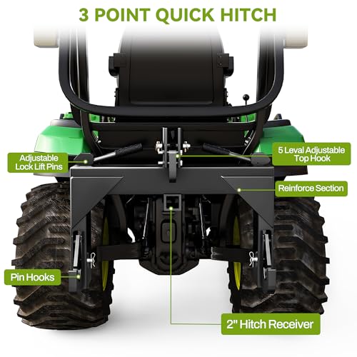 AUTOSAVER88 3000LB 3 Point Quick Hitch Attachment for CAT 1 Tractor, Black - color: Black