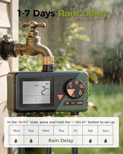 Diivoo Brass 3 Zone Sprinkler Timer, Programmable Hose Timers for Watering - size: 3 Outlets