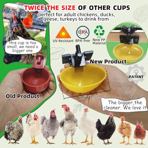 Automatic Chicken Water System, Complete Set with Large Water Cup,Pipeline - size: 6Cups