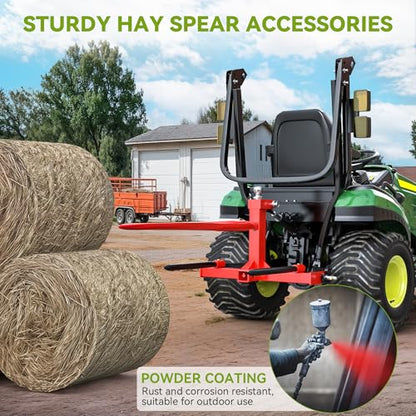 AUTOSAVER88 49" Hay Bale Spear, 3 Point Quick Hitch for Category 1 Tractors