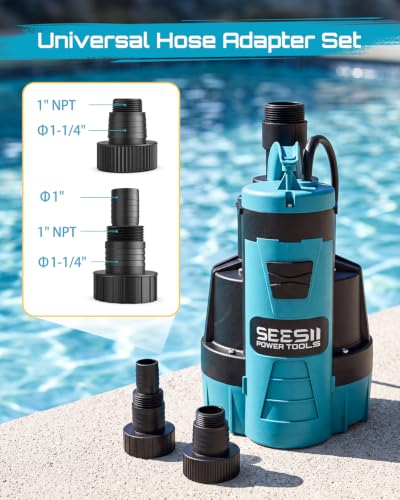 SEESII 1HP 자동 수중 워터 펌프 - 5548 GPH 하이 플로우 - color: 오션 블루.