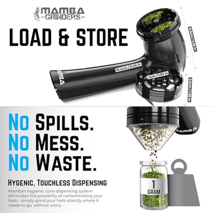 Mamba Original Electric Seed Grinder, USB-C Rechargeable Spice Mill, Black - color: Black & Black