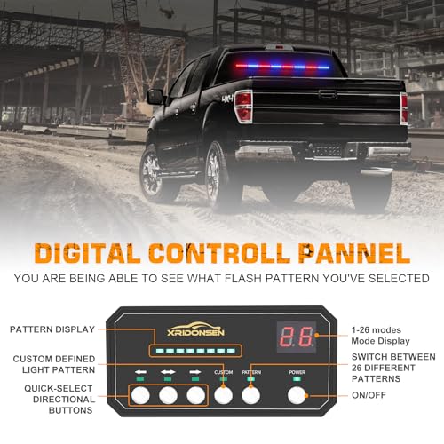 XRIDONSEN 35 inch Traffic Advisor Light Bar 48 LED Red Blue Lights - color: Red/Blue