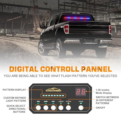 XRIDONSEN 35 inch Traffic Advisor Light Bar 48 LED Red Blue Lights - color: Red/Blue