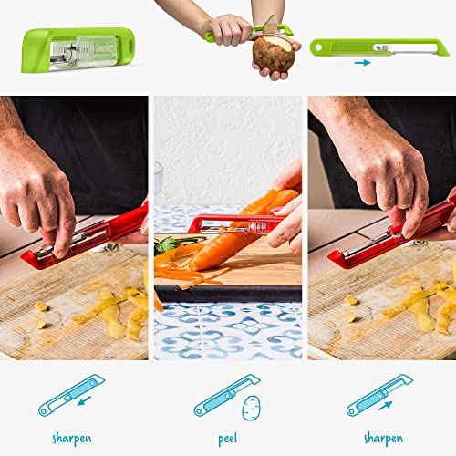Dreamfarm Sharple Self-Sharpening Vegetable Peeler - Kermit Green - color: Green, size: Length: 18.2cm / 7.2”