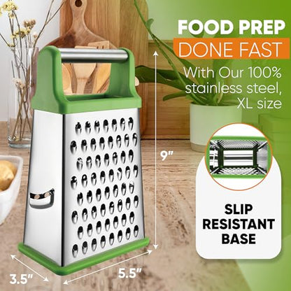 Spring Chef Stainless Steel XL Cheese Grater for Kitchen, Green - color: Green