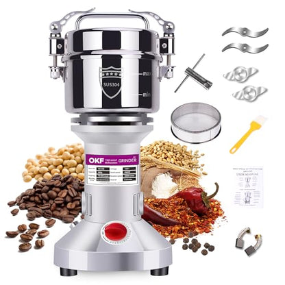 550g Grain Mill, 304 Stainless Steel Spice Grinder, 2000W High-speed Commercial Flour Mill, Superfine Flour Mill Grinder for Home, Grain Mill for Flour - size: 550g