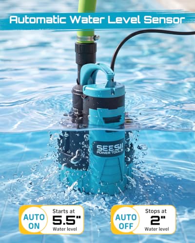 SEESII 1HP 자동 수중 워터 펌프 - 5548 GPH 하이 플로우 - color: 오션 블루.