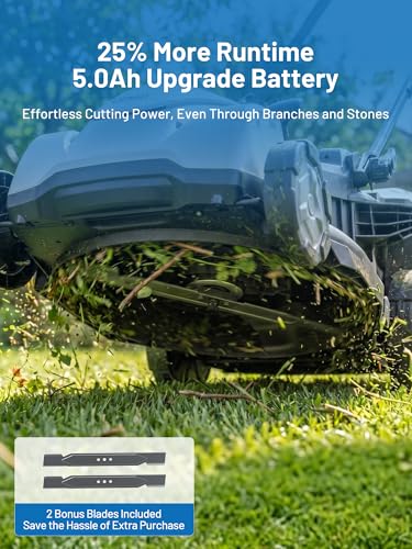 Litheli 18" Self-Propelled Lawn Mower, 40V Battery Lawn Mower(2 x 5.0Ah), Push Mower with Brushless Motor, 2-in-1 Mulching & Bagging
