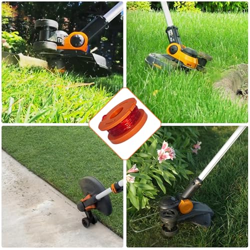 A ANLEOLIFE 9 Pack WA0010 Weed Eater Line Spool for Worx String Trimmers, 10ft 0.065" Auto-Feed Replacement Spools (8 Spools + 1 Cap) - style: 8 Spools + 1 Cap