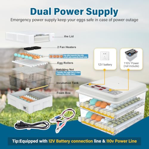 120 Egg incubators for Hatching Eggs with Automatic Turning & 5 Modes - color: 120 Egg White