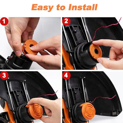 A ANLEOLIFE 9 Pack WA0010 Weed Eater Line Spool for Worx String Trimmers, 10ft 0.065" Auto-Feed Replacement Spools (8 Spools + 1 Cap) - style: 8 Spools + 1 Cap