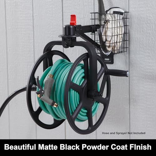 Liberty Garden Single Arm Navigator Hose Reel with Pull Up Latch, Black - style: Single Arm, Pull up Latch, Black